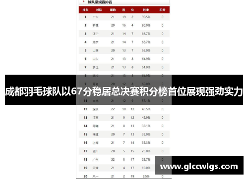 成都羽毛球队以67分稳居总决赛积分榜首位展现强劲实力